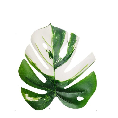 Aatwik Plastic Turtle Back Leaf Faux Green And White Plant Home