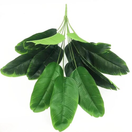 Aatwik Polyester Faux Banana Leaves Plant With 18 Leaves