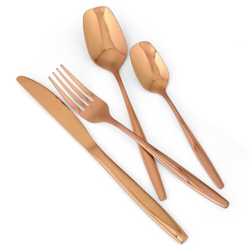 Aatwik Stainless Steel Rose Gold Nordic Cutlery Set with Spoon Fork