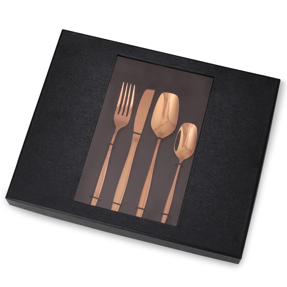 Aatwik Stainless Steel Rose Gold Nordic Cutlery Set with Spoon Fork